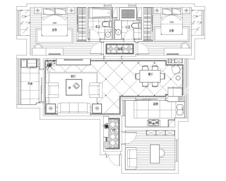 小平层也能做出华美的宫廷风-平面布置图