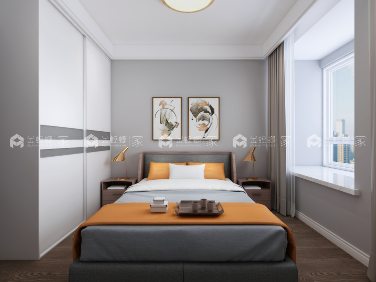 135平现代风格-灰色打造的简约空间层次感-卧室