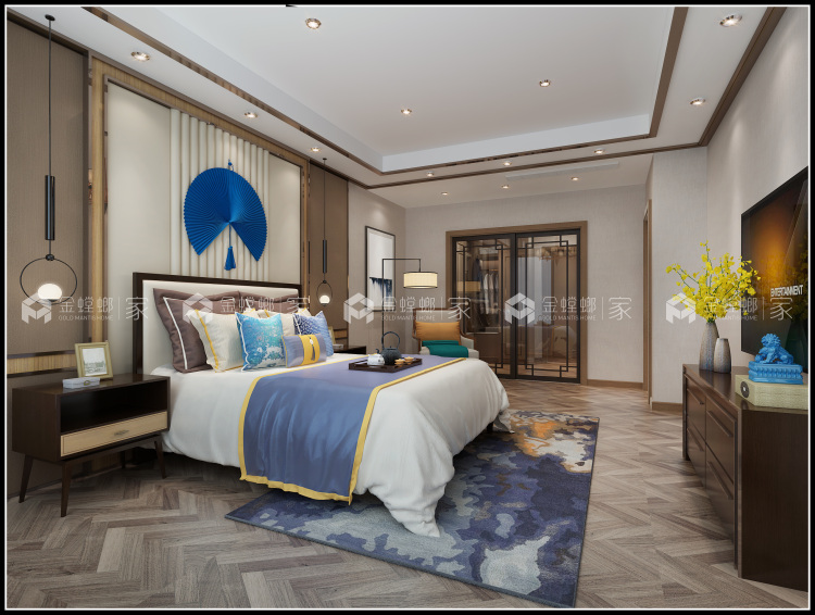 343平传统风韵与现代审美新中式风-卧室