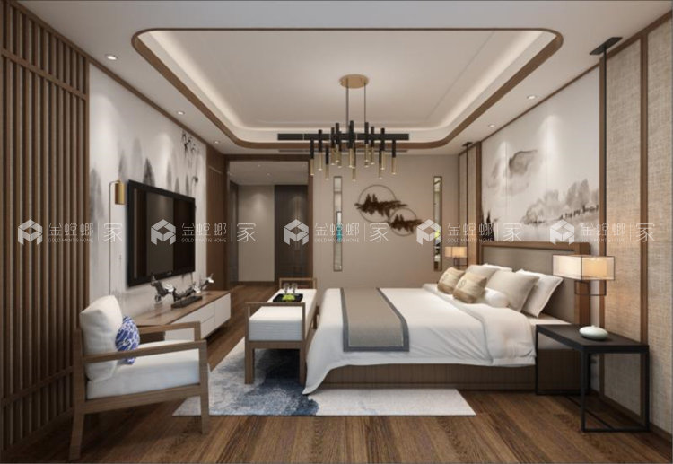 220平中央御景新中式风格-很适合年轻人-空间效果图