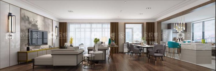 220平中央御景新中式风格-很适合年轻人-空间效果图