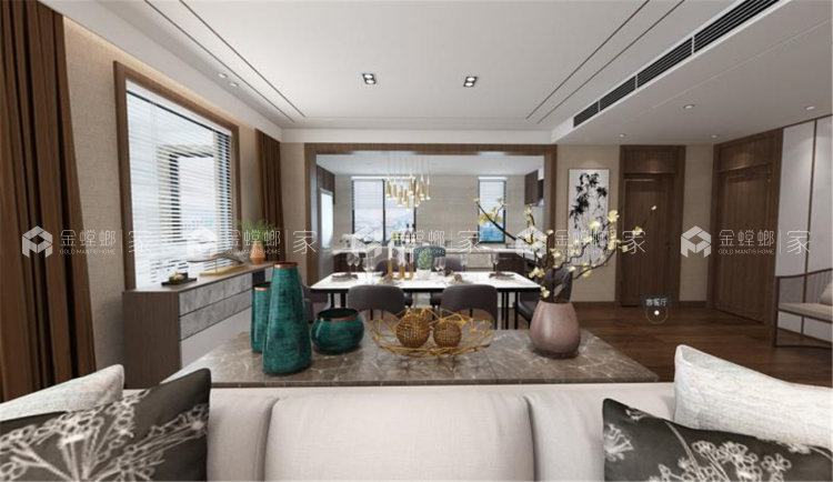 220平中央御景新中式风格-很适合年轻人-空间效果图