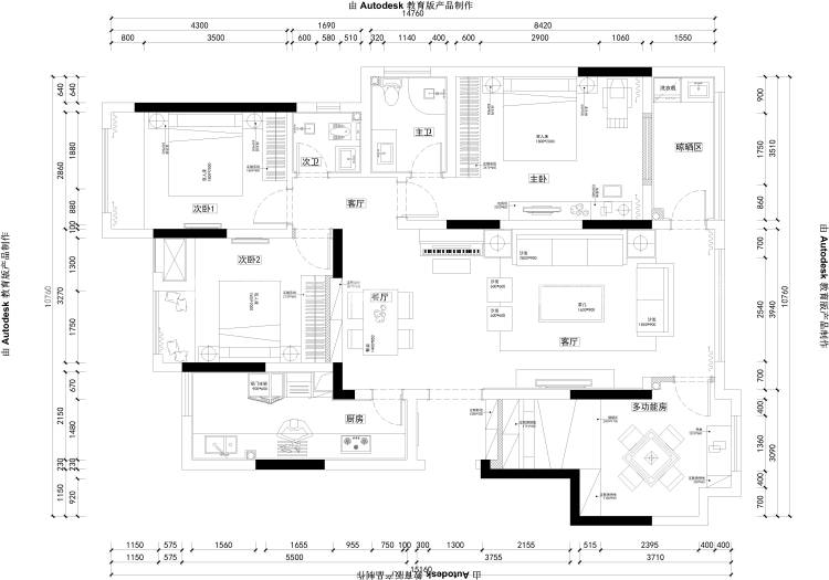 130平欧式风，让你舒适生活-平面布置图