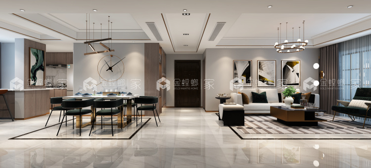 迷人的轻奢主义，115平米现代风格-空间效果图