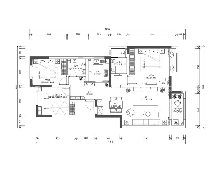 让你怦然心动的134平现代家居生活-平面布置图