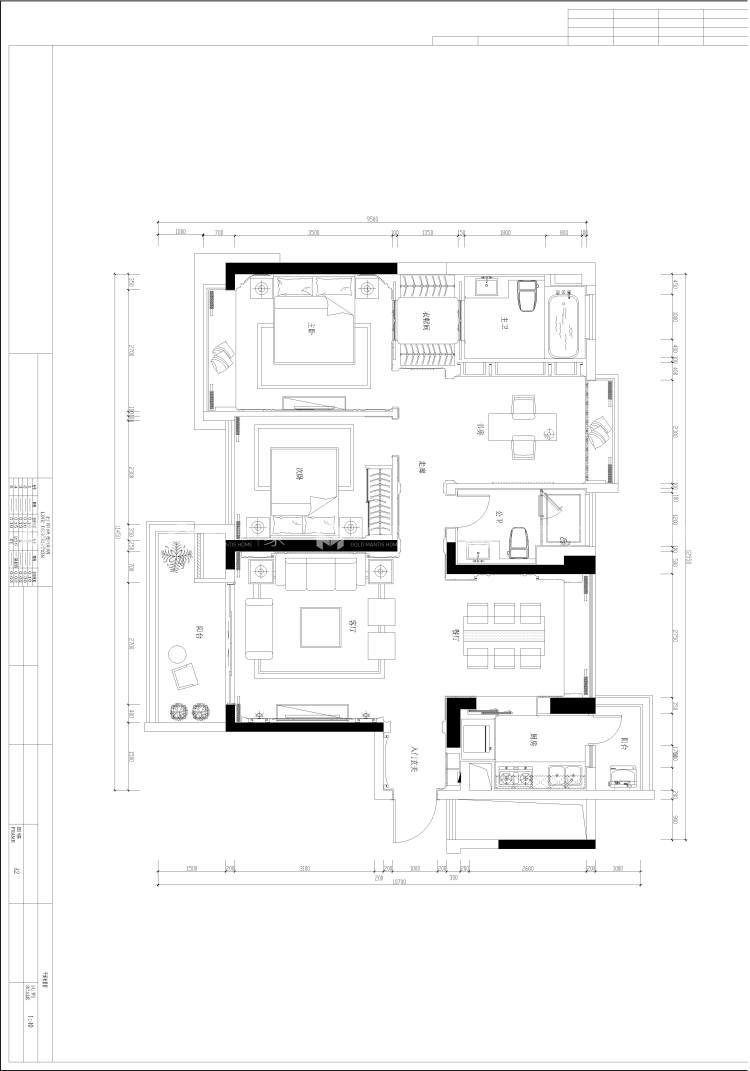 130㎡丁香河畔欧式设计图-平面设计图及设计说明