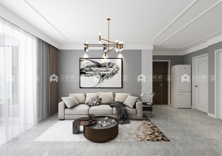 将现代黑白灰运用到极致,体验都市简约之美!-空间效果图