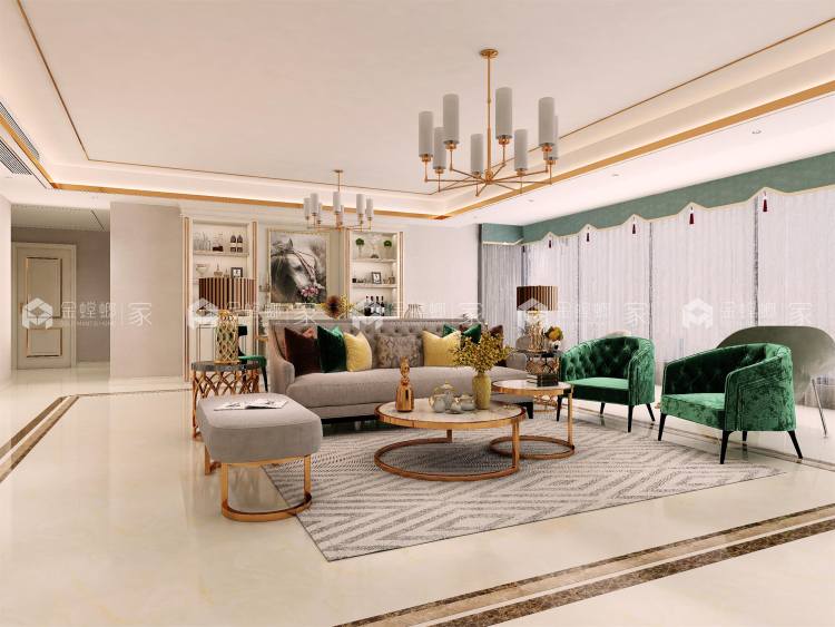 200大户型简欧，简约而不失奢华-空间效果图