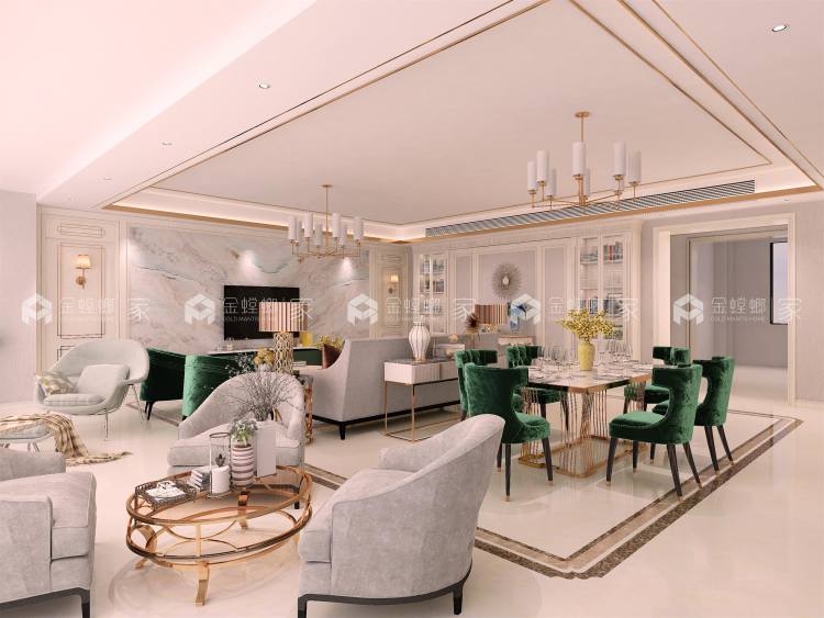 200大户型简欧，简约而不失奢华-空间效果图