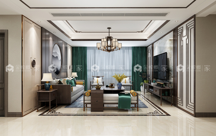 雅奢新中式，用设计书写东方绝美意境-空间效果图