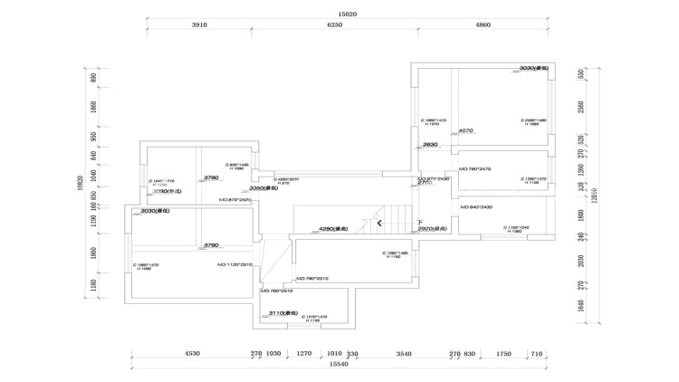 400平中式风，古朴精致的画面感！-业主需求&原始结构图