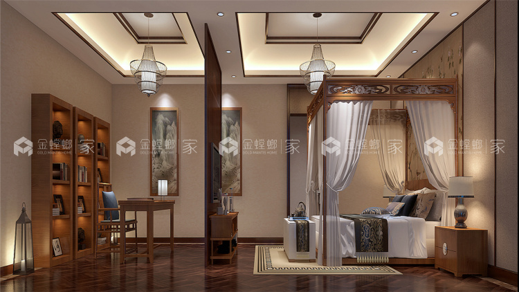400平中式风，古朴精致的画面感！-卧室效果图及设计说明