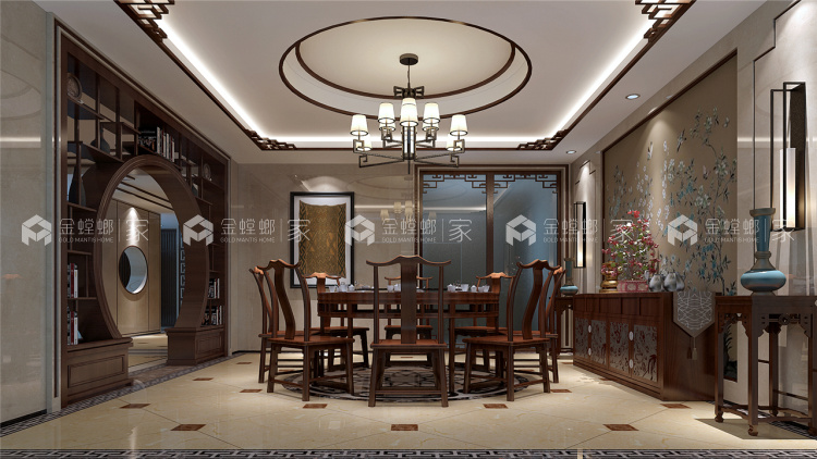 400平中式风，古朴精致的画面感！-餐厅效果图及设计说明