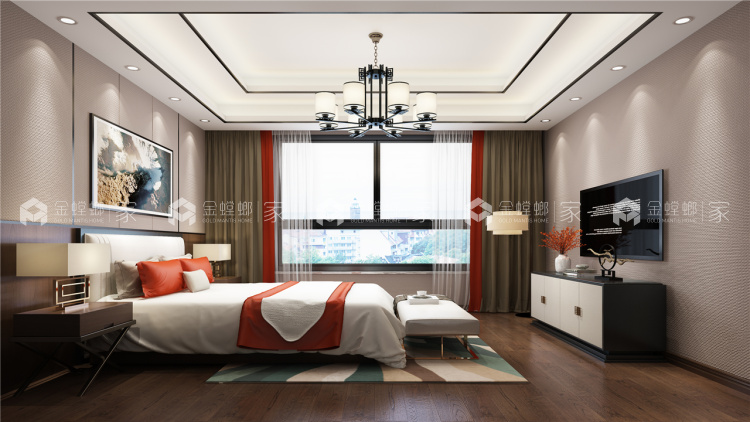 睡在这么美的新中式卧室里，高调优雅~-卧室效果图及设计说明