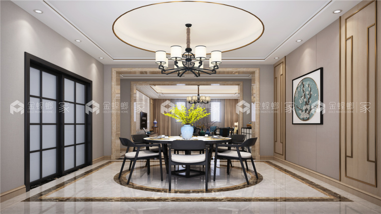 睡在这么美的新中式卧室里，高调优雅~-餐厅效果图及设计说明