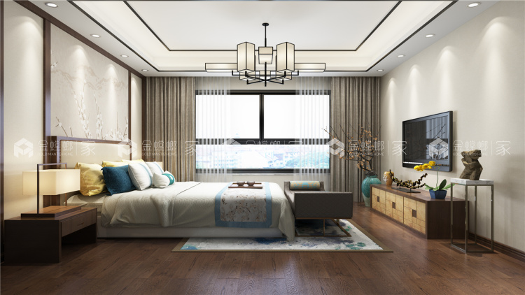 睡在这么美的新中式卧室里，高调优雅~-卧室效果图及设计说明