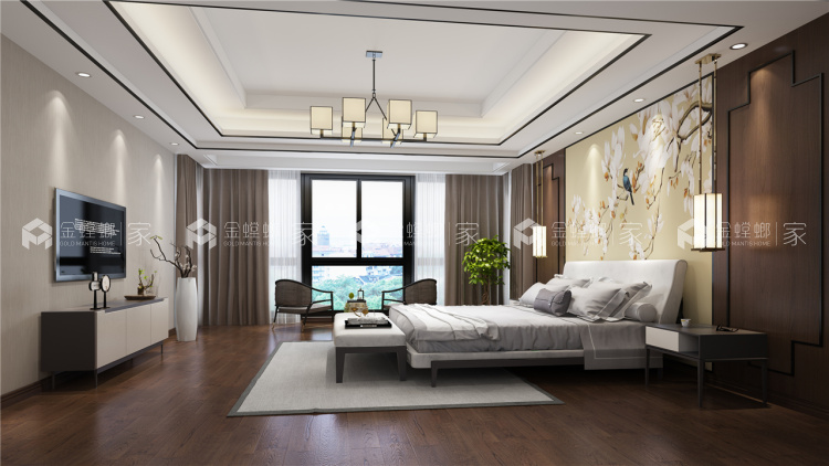 睡在这么美的新中式卧室里，高调优雅~-卧室效果图及设计说明