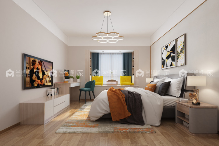 142平方现代温馨之家-卧室效果图及设计说明