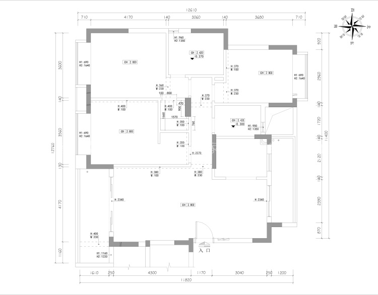 142平方现代温馨之家-业主需求&原始结构图