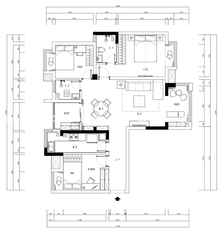 秋雨台115㎡北欧-平面布置图