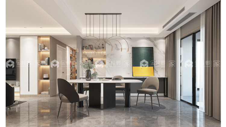 灰色和木色的碰撞，简约而不失大气，营造出家的归属感-空间效果图