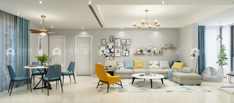 秋雨台115㎡北欧-空间效果图