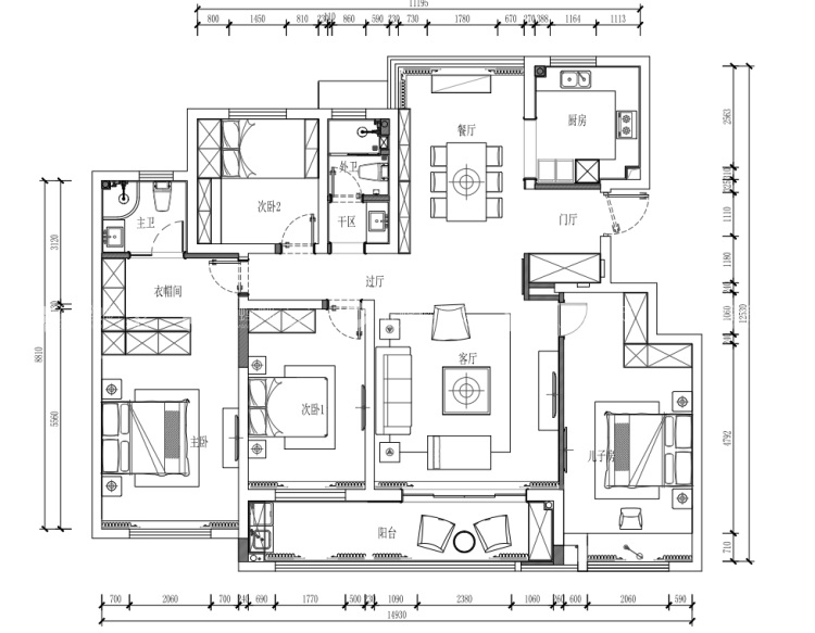 极致、摩登，都市魅力，超凡享受│外滩155m2-平面布置图