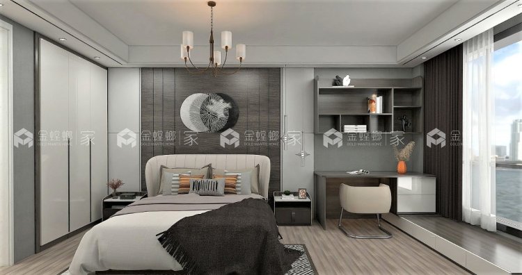 轻奢之家，实用与时髦并存-卧室效果图及设计说明