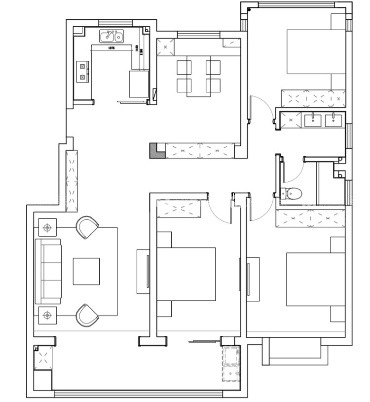 133㎡现代实力演绎生活-平面设计图及设计说明