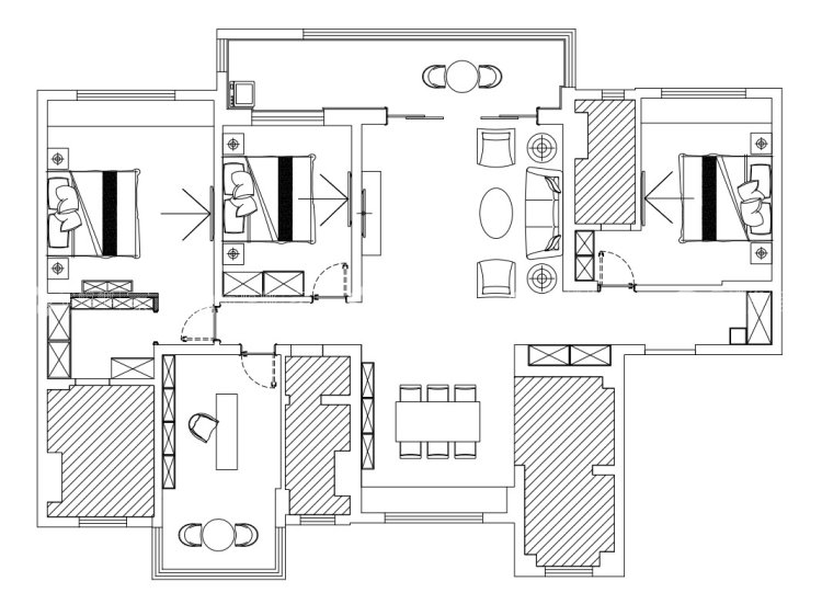 现代轻奢，简约处透出精致感~-平面设计图及设计说明