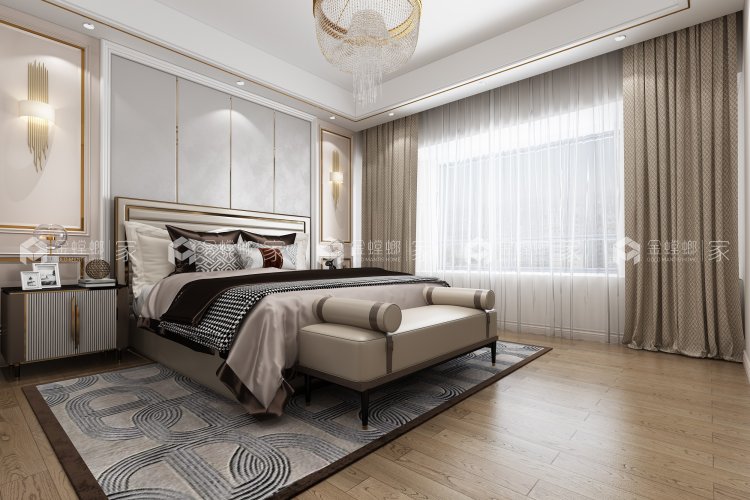 现代轻奢，简约处透出精致感~-卧室效果图及设计说明