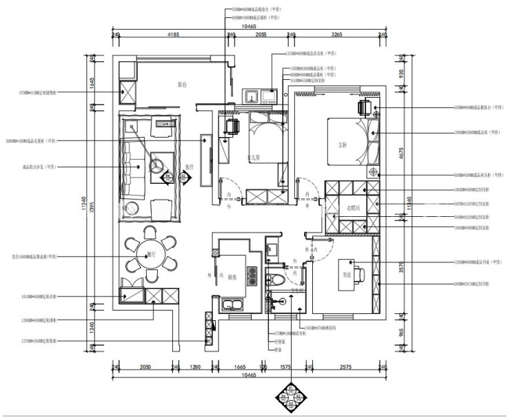 130平现代风~-平面设计图及设计说明