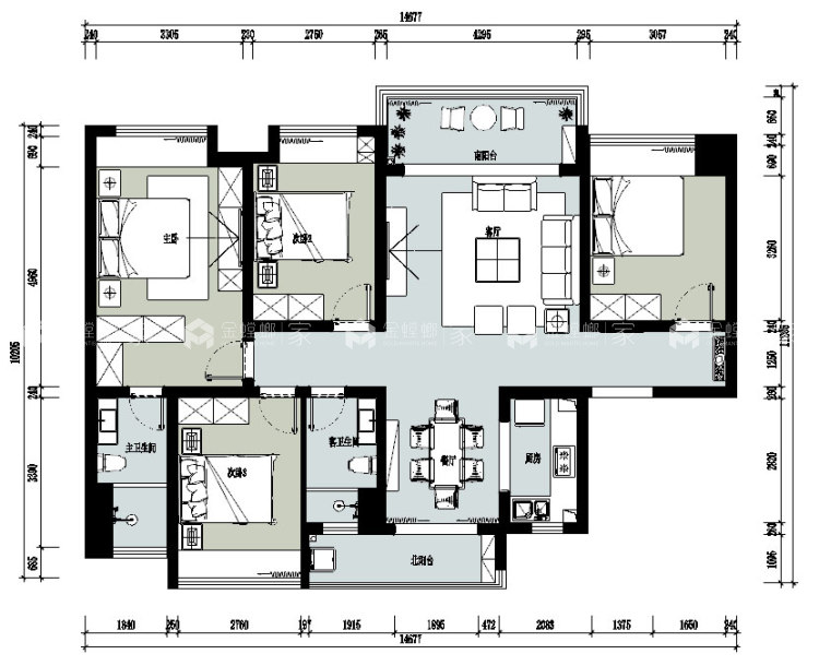 145平简欧风-彰显时尚潮流！-平面设计图及设计说明