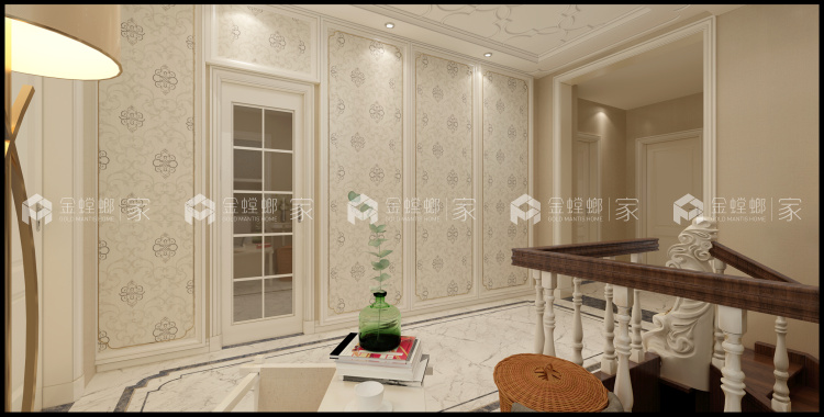 线条美感的清新简欧复式楼-餐厅效果图及设计说明
