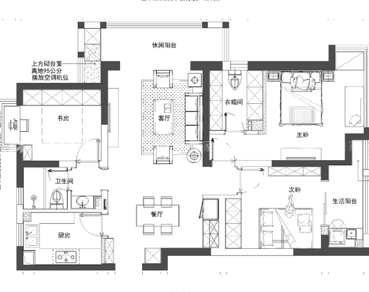质朴的舒适的现代简约风-平面布置图