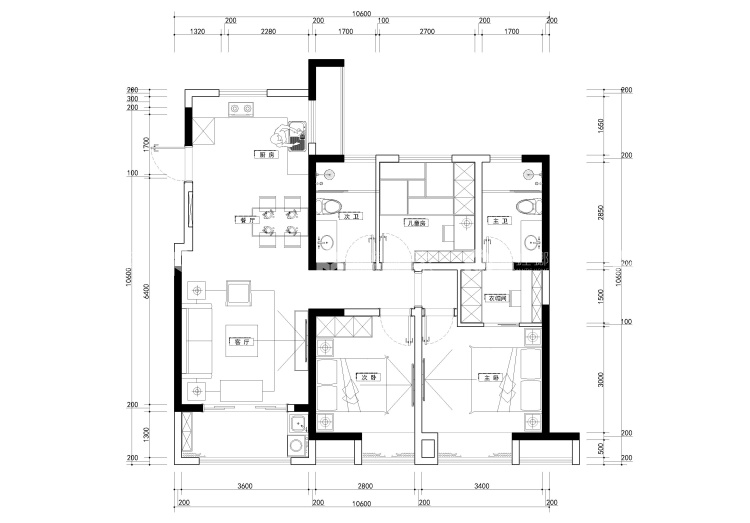 无法拒绝的充满金属美感的法式风格案例-平面布置图