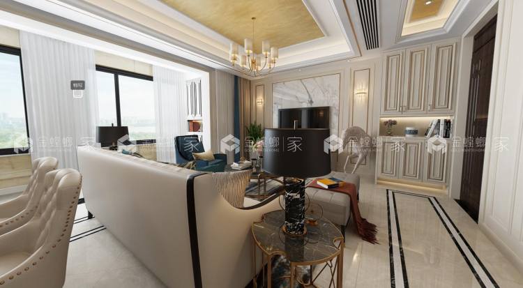 140㎡美式轻奢风案例-'全景图封面图'