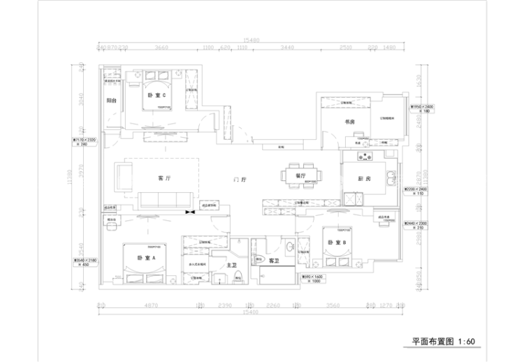 现代黑白灰，后精英主义生活方式-平面布置图