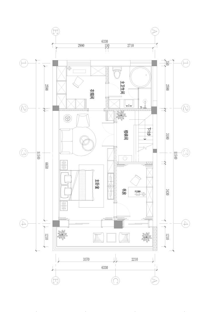 轻盈惬意的湖畔别墅-平面布置图