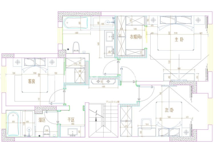 典雅精致的美式轻奢风底复-平面布置图