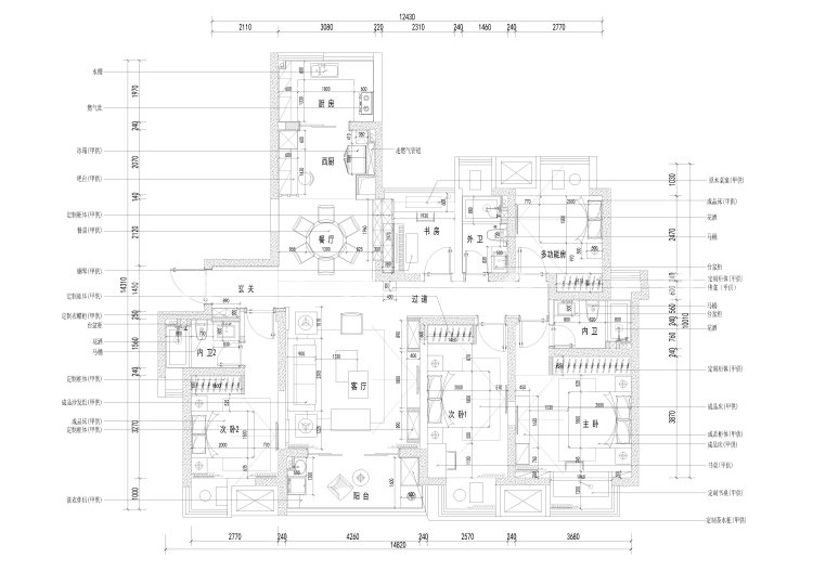 传统典雅的中式居所-平面布置图