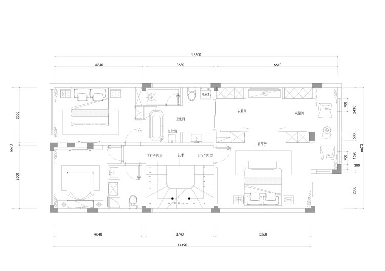 淡雅柔和的港式风桃园别墅-平面布置图