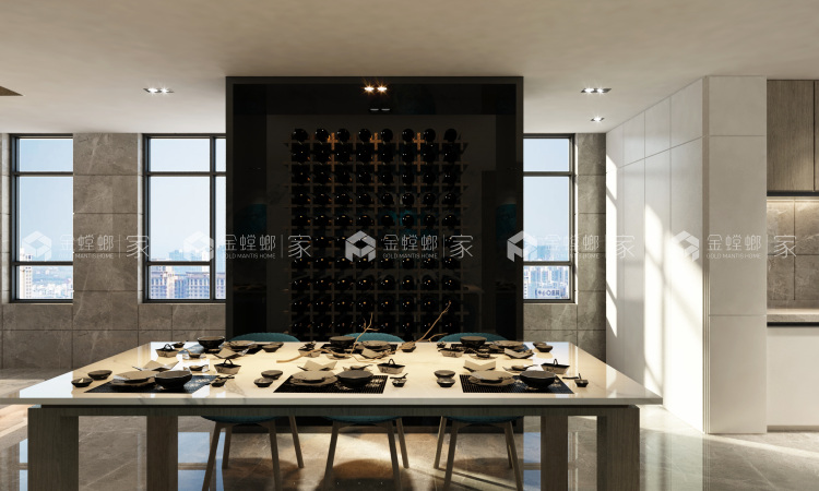 简洁大气的现代轻奢风复式案例-空间效果图