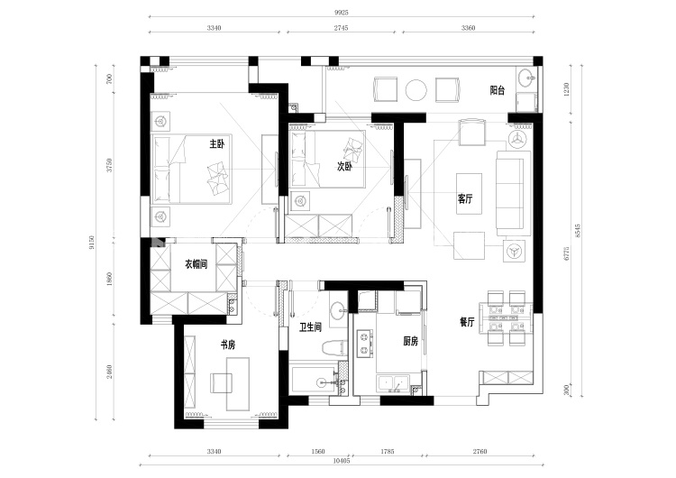 美妆师的奢感小屋-平面布置图