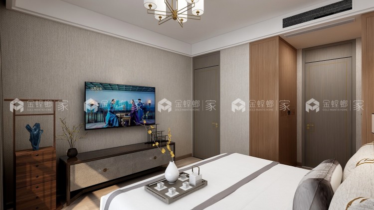 【3D全景】极致黑白点缀天使蓝,简约新中式带来的古韵今风-空间效果图