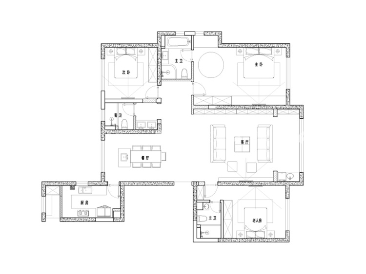 享受安静时光的176平现代风装修案例-平面布置图
