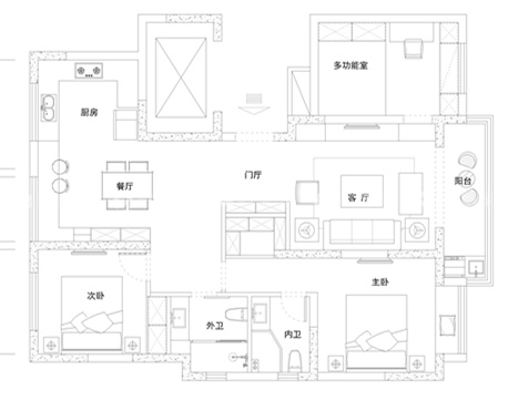 爱马仕橙点缀的现代轻奢家居-平面布置图