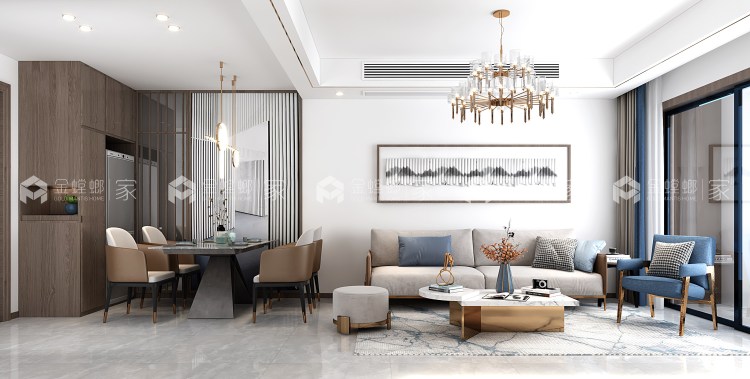 现代轻奢 167复式-空间效果图