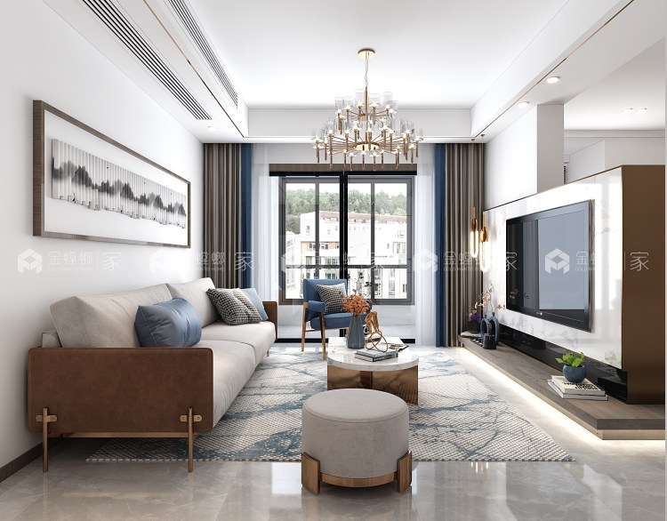 现代轻奢 167复式-空间效果图