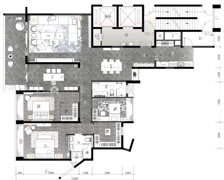 290平江山赋现代风格高级灰-平面布置图